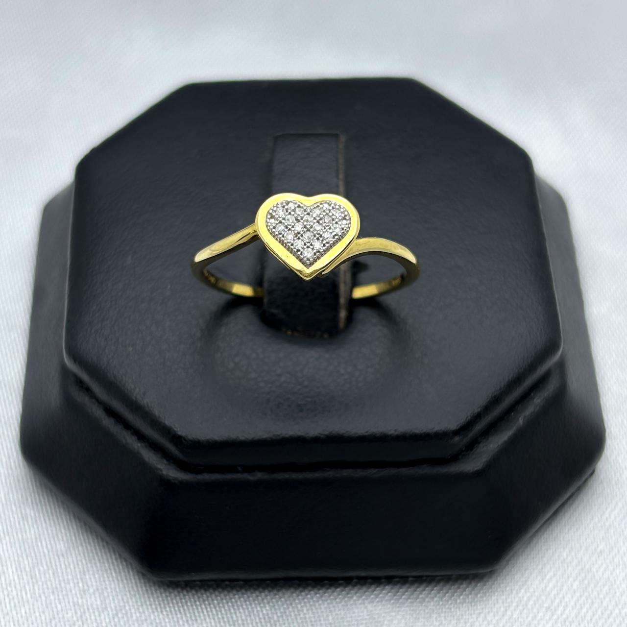 #ADX10112 - Anillo Corazón Con Diamante Natural Oro 10K - LX235/