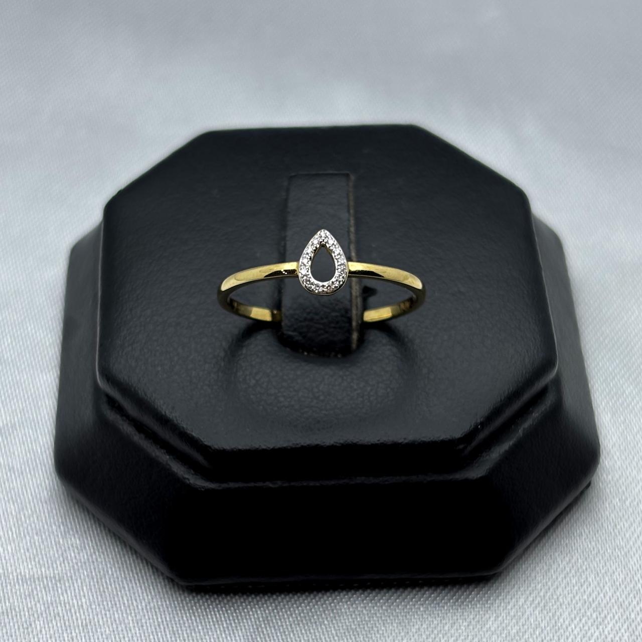 #ADX14106 - Anillo En Gota/Pera Con Diamante Natural Oro 14K - SX235/