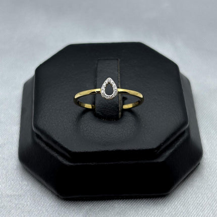 #ADX14106 - Anillo En Gota/Pera Con Diamante Natural Oro 14K - SX235/