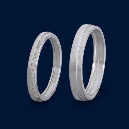 #AG108 - Argolla Dama Y Caballero Con Zirconia Plata - B09/2.6