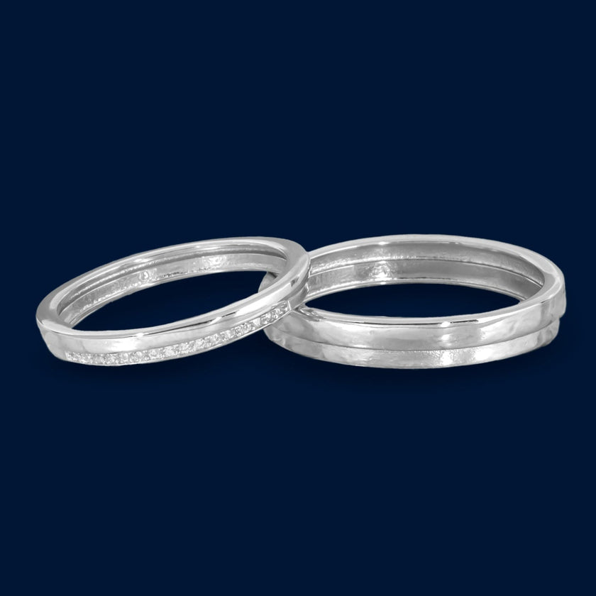 #AG108 - Argolla Dama Y Caballero Con Zirconia Plata - B09/2.6