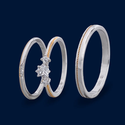 #AL101 - Alianza Dama Y Caballero Con Zirconia Plata - B14/2.8