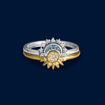 #AL116 - Alianza De Sol Y Luna Con Zirconia Plata - B11/4.3