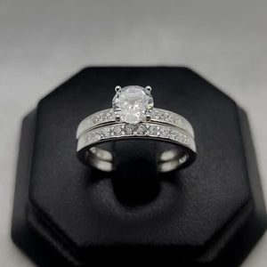 #AL143 - Alianza Doble Zirconia Central Circular Y Media Churumbela Plata - PU4.8