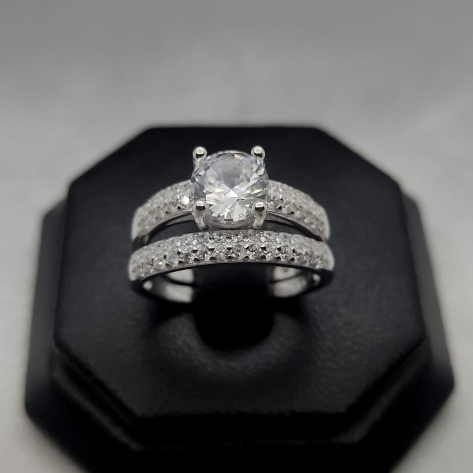 #AL150 - Alianza Doble Zirconia Central Circular Y Media Churumbela Plata - PU5.2