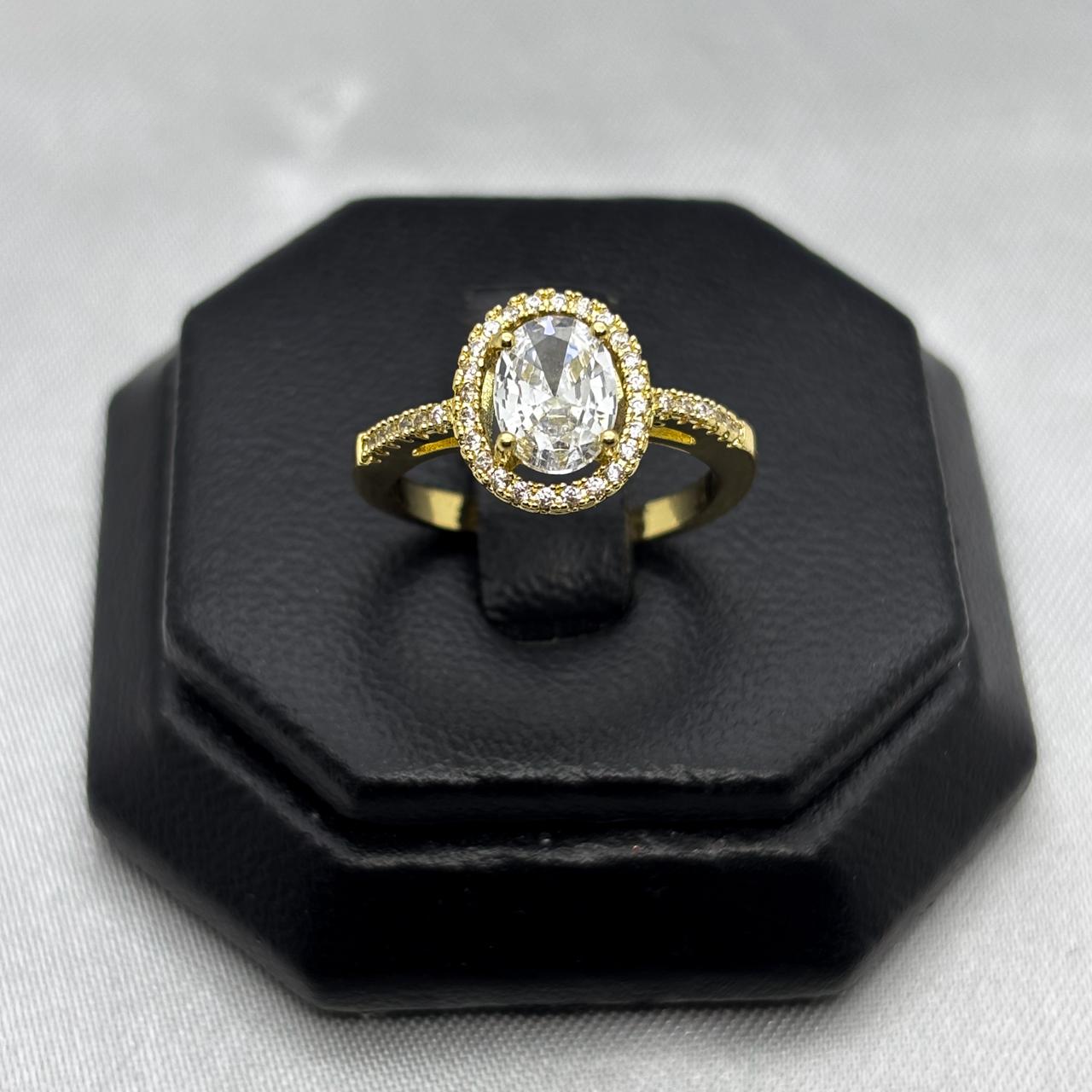 #AOL148 - Anillo Ajustable Con Zirconia Oro Laminado 18K - LA030/