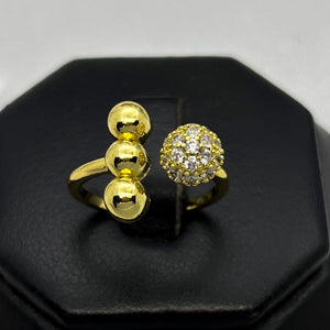 #AOL154 - Anillo Ajustable Esferas Con Piedra Zirconia Oro Laminado 18K - LA050/