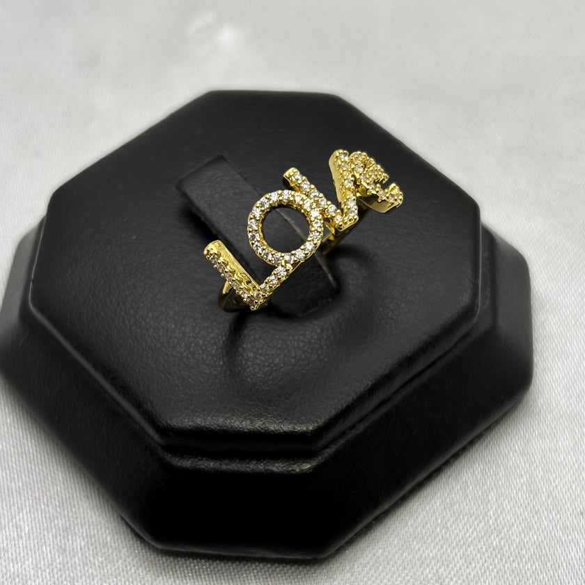 #AOL158 - Anillo Ajustable Love Piedra Zirconia Oro Laminado 18K - LA050/