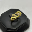 #AOL159 - Anillo Ajustable Doble Corazón Inflado Con Piedra Zirconia Oro Laminado 18K - LA030/