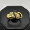 #AOL159 - Anillo Ajustable Doble Corazón Inflado Con Piedra Zirconia Oro Laminado 18K - LA030/