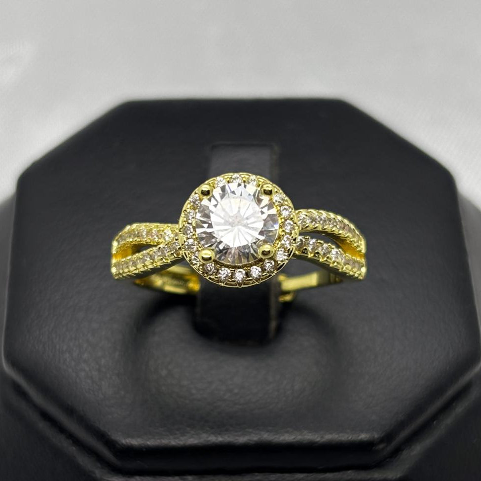 #AOL160 - Anillo Ajustable Solitario Piedra Zirconia Oro Laminado 18K - LA050/