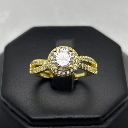 #AOL160 - Anillo Ajustable Solitario Piedra Zirconia Oro Laminado 18K - LA050/