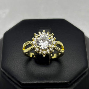 #AOL162 - Anillo Ajustable Flor Piedra Zirconnia Oro Laminado 18K - LA030/