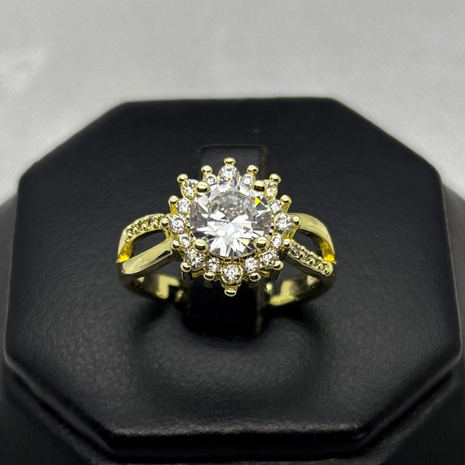 #AOL162 - Anillo Ajustable Flor Piedra Zirconnia Oro Laminado 18K - LA030/
