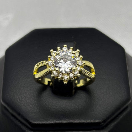 #AOL162 - Anillo Ajustable Flor Piedra Zirconnia Oro Laminado 18K - LA030/