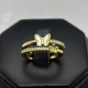 #AOL163 - Anillo Ajustable Flor Y Mariposa Piedra Zirconia Oro Laminado 18K - LA030/