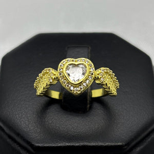 #AOL165 - Anillo Ajustable Corazón Con Alas Piedra Zirconia Oro Laminado 18K - LA030/