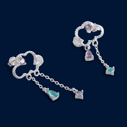 #AR138 - Arete Nubes Con Piedra Colgante Zirconia Plata - B11/2.7
