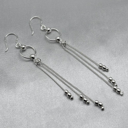 #AR144 - Arete Colgante Bolitas Plata - A13/4.5