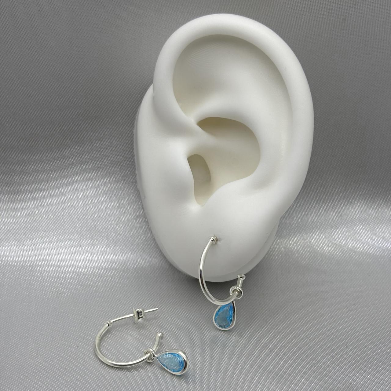 #AR168 - Arete Colgante Gota Con Piedra Zirconia Plata - CE1.8