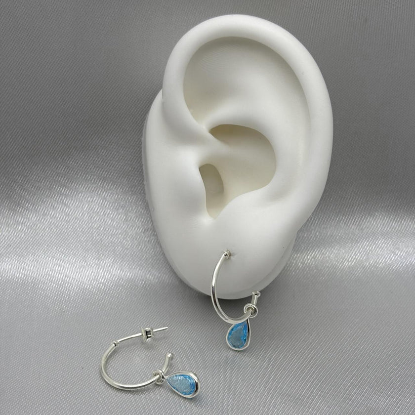 #AR168 - Arete Colgante Gota Con Piedra Zirconia Plata - CE1.8