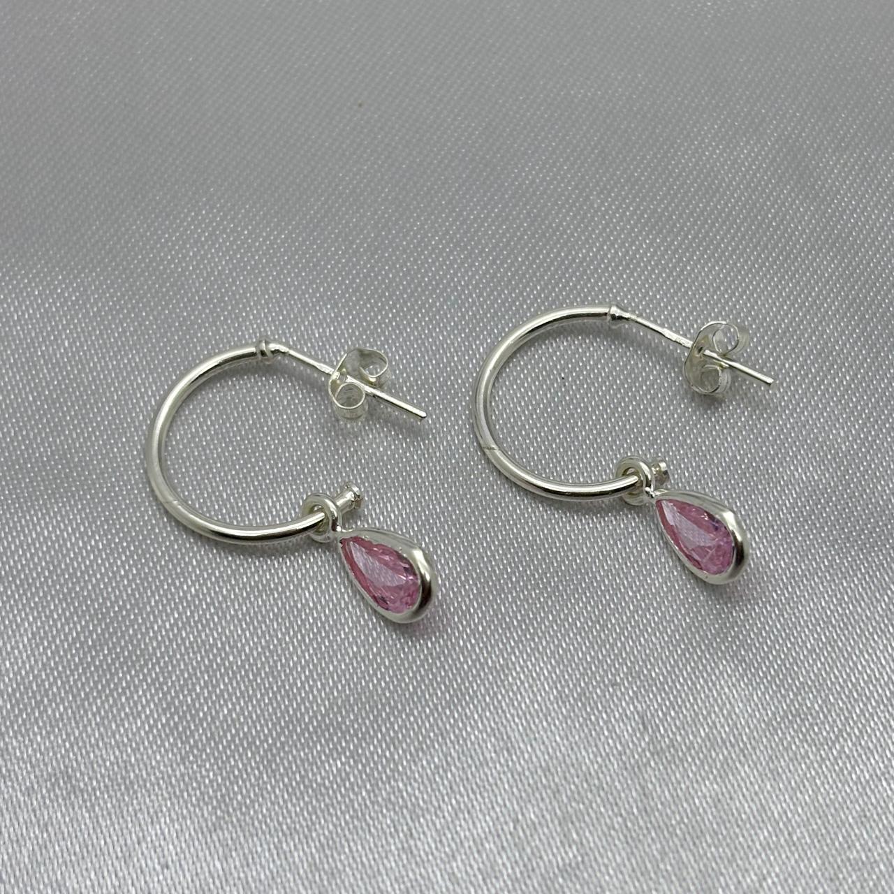 #AR168 - Arete Colgante Gota Con Piedra Zirconia Plata - CE1.8