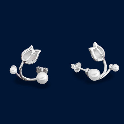 #AR170 - Arete/Cuff De Tulipán Con Perlas - C14/2.2