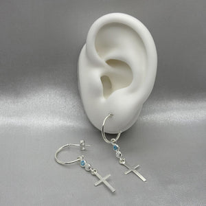 #AR190 - Arete Colgante Cruz Con Piedra Zirconia Plata - CE2.2