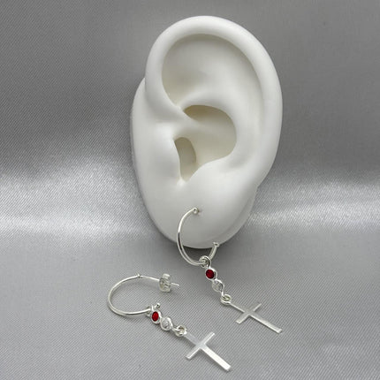 #AR190 - Arete Colgante Cruz Con Piedra Zirconia Plata - A07/2.2