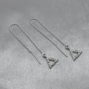 #AR192 - Arete Largo Triangulo Con Piedra Zirconia Plata - A12/1.9