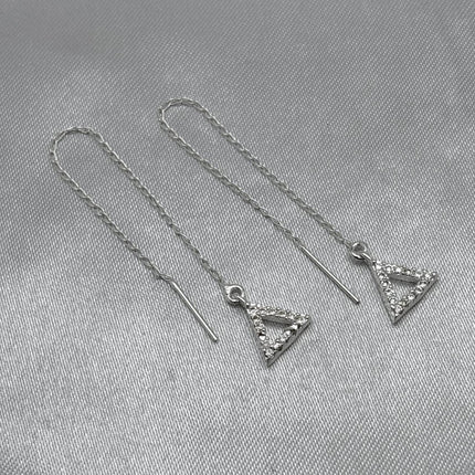 #AR192 - Arete Largo Triangulo Con Piedra Zirconia Plata - A12/1.9