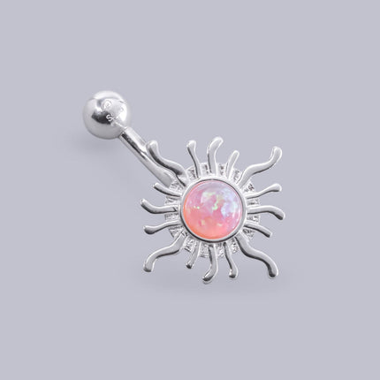 #AR202 - Arete/Piercing Para El Ombligo En Forma De Sol De Plata - C14/1.8