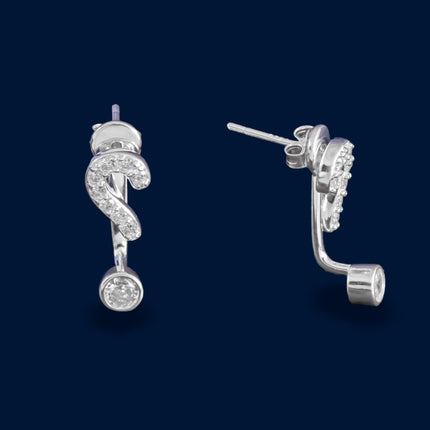 #AR206 - Arete Signo De Pregunta Piedra Zirconia Plata - B11/2.7