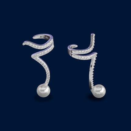 #AR208 - Arete Cuff Con Piedra Y Perla - B11/3.2
