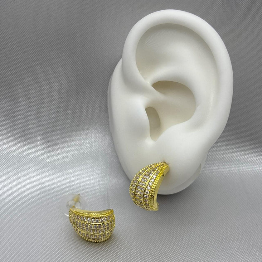 #ARL133 - Arete Gota Con Piedra Zirconia Oro Laminado 18K - LA050/