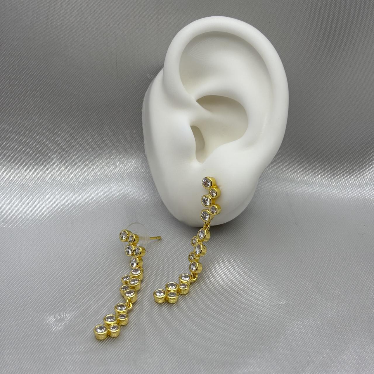 #ARL137 - Arete Colgante Circulares Con Piedra Zirconia Oro Laminado 18K - LA025/