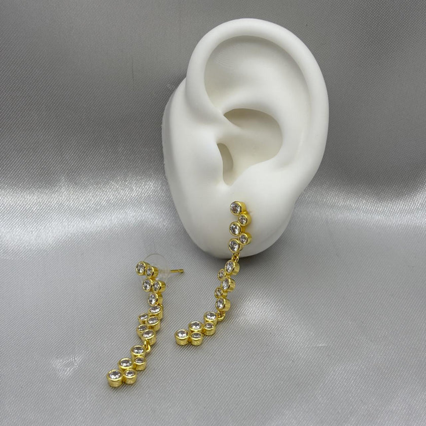 #ARL137 - Arete Colgante Circulares Con Piedra Zirconia Oro Laminado 18K - LA025/