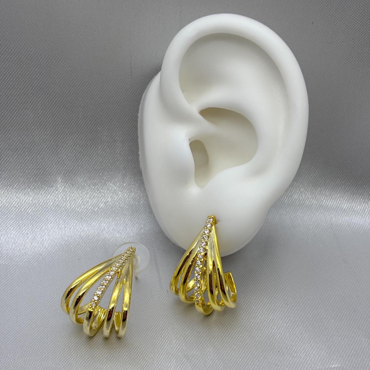 #ARL138 - Arete Con Piedra De Zirconia Oro Laminado 18K - LA050/