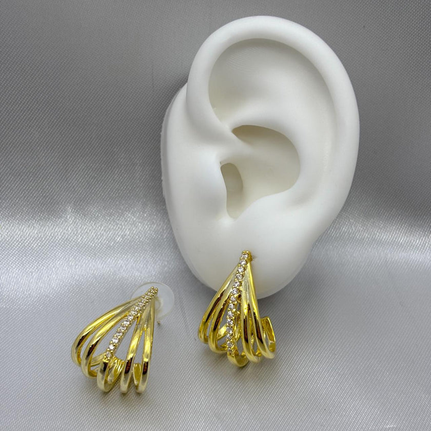#ARL138 - Arete Con Piedra De Zirconia Oro Laminado 18K - LA050/