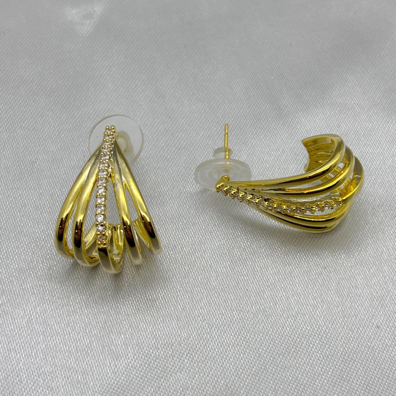 #ARL138 - Arete Con Piedra De Zirconia Oro Laminado 18K - LA050/