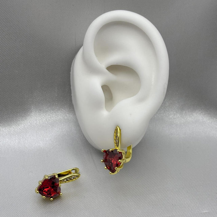 #ARL132 - Arete Corazón Con Zirconia Oro Laminado 18K - LA035/