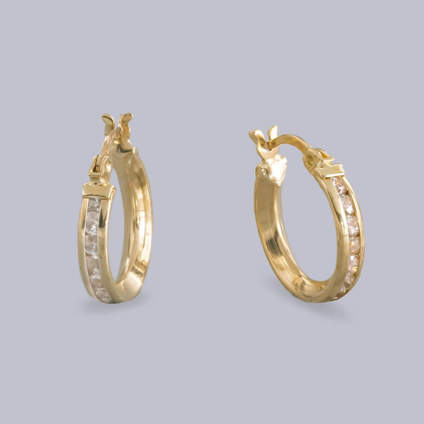 #ARR10103 - Arracada De Canal Con Piedra De Oro 10k - H05/3.6