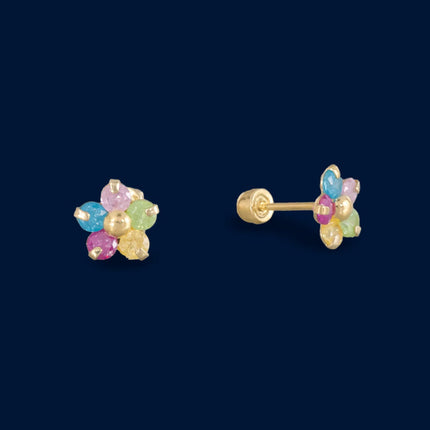 #B10108 - Broquel Flor De Colores Oro 10k - L350/