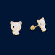 #B10111 - Broquel Gato/Gatito Esmaltado Oro 10K - L300/