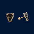 #B10111 - Broquel Gato/Gatito Esmaltado Oro 10K - L300/