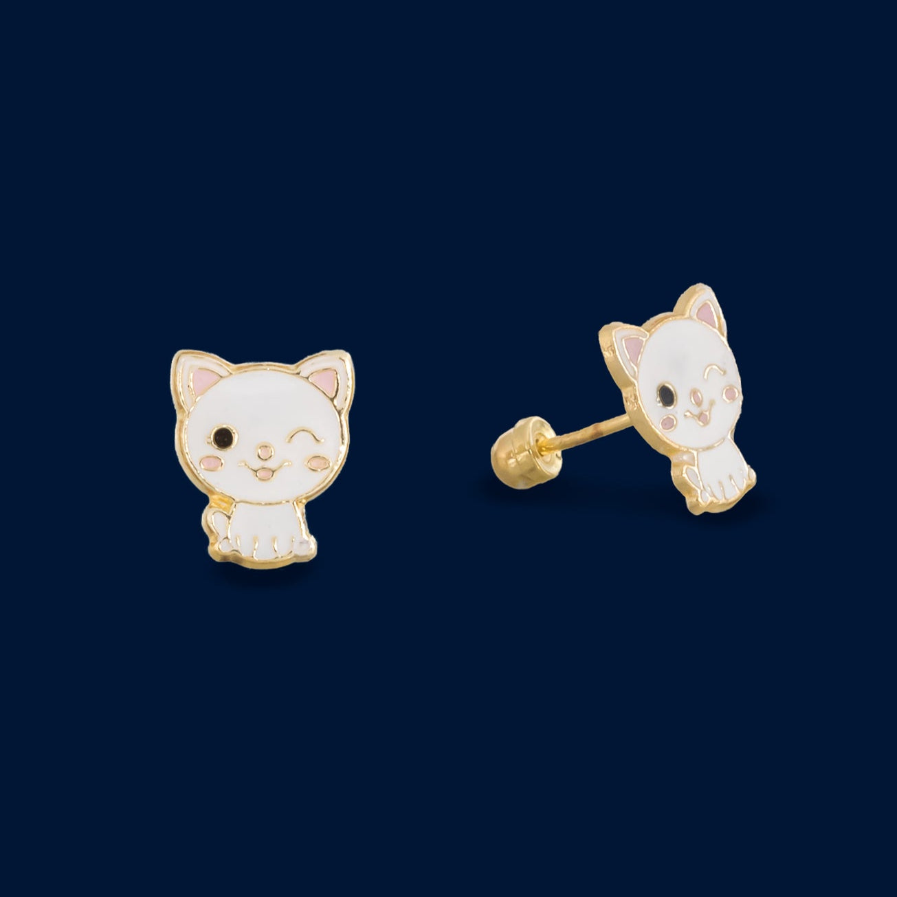 #B10111 - Broquel Gato/Gatito Esmaltado Oro 10K - L300/