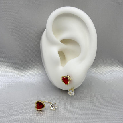 #B10133 - Broquel De Corazón Piedra Zirconia Curvo/Teléfono Oro10K - L305/ - L400/