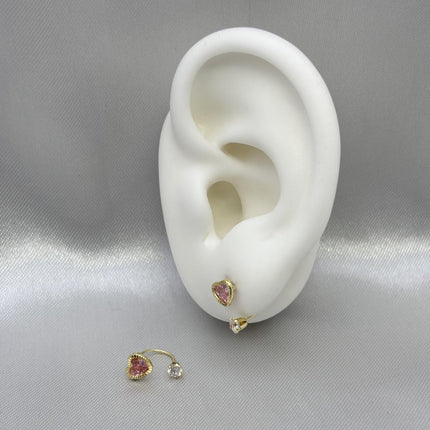 #B10133 - Broquel De Corazón Piedra Zirconia Curvo/Teléfono Oro10K - L305/ - L400/