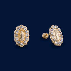 #B10154 - Broquel Virgen De Guadalupe Piedra Zirconia Oro 10K - L250/ - L400/