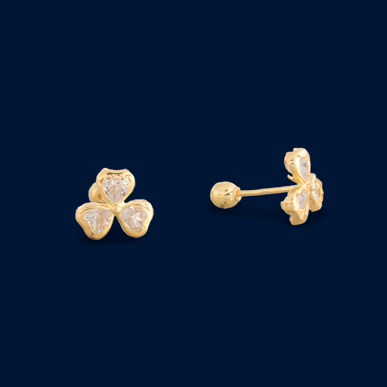#B10162 - Broquel Trébol De Corazón Oro 10k - L310/